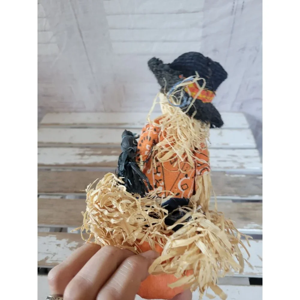 Country folk‎ art scarecrow skeleton pumpkin fall Halloween home decor vintage
